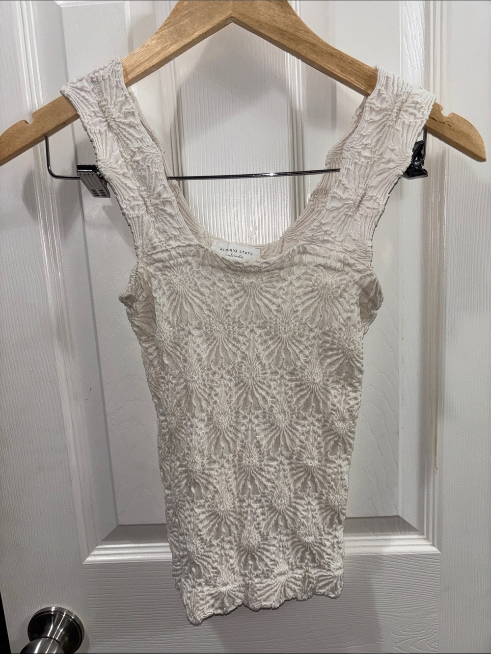 Altar'd State Off-Cream Textured Floral Tank